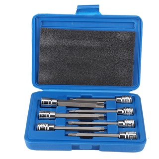 7 Pcs 3/8 Star Bit Socket Set นิ้วยาวพิเศษ Torx ดอกไขควงหัวจีบชุดซ็อกเก็ต