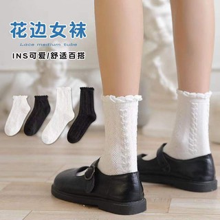 ภาพหน้าปกสินค้าถุงเท้าแฟชั่น สไตล์ญี่ปุ่นโลลิต้า มี2ความยาวให้เลือก ข้อสั้น/ข้อกลาง ลายขอบ ถุงเท้าสีดำ สีขาว NO.57 ที่เกี่ยวข้อง
