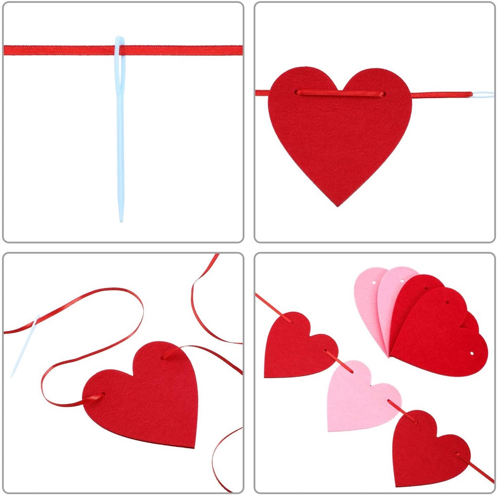 ภาพสินค้าSUYOU Decor Valentines Day Decoration Supplies Anniversary Heart Banner Wedding Party DIY Felt Valentine's Day Heart Garland/Multicolor จากร้าน suyou.th บน Shopee ภาพที่ 6
