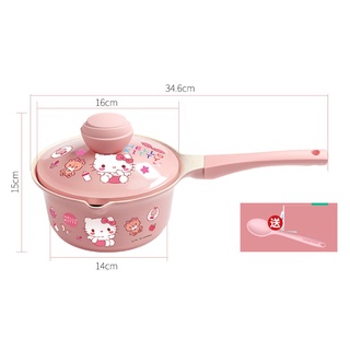 ☢Kitty Ceramics Baby Non stick complementary food pot Frying pan Pancake Steak Pan Cooking Portable Cookware Microwave O