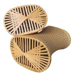 【บลูไดมอนด์】Rattan-Like Bamboo Woven Bamboo Pillow Handmade Hollow Hard Pillow Adult Summer Cool Pillow Pillow Vertebro