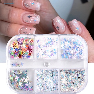 Farfi  1 Box Nail Charms Sparkly Star DIY Nail Art Sequins Charms Wide Application