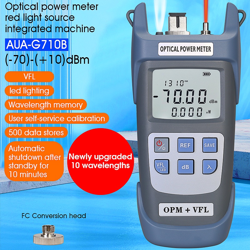 ราคาและรีวิว3 in 1 FTTH Fiber Optic Power Meter VFL LED Light SC/FC/ST Universal Connector-70 ~ + 10dBm ไฟเบอร์ออปติก Tester 1-50mw