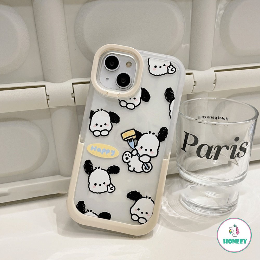 ภาพสินค้าเคสโทรศัพท์มือถือ TPU นิ่ม ขอบนิ่ม ป้องกัน ปิดด้านหลัง แบบพับได้ ลาย Pochacco น่ารัก พร้อมขาตั้ง สําหรับ IPhone 14 13 12 11 Pro Max จากร้าน honeey.th บน Shopee ภาพที่ 6