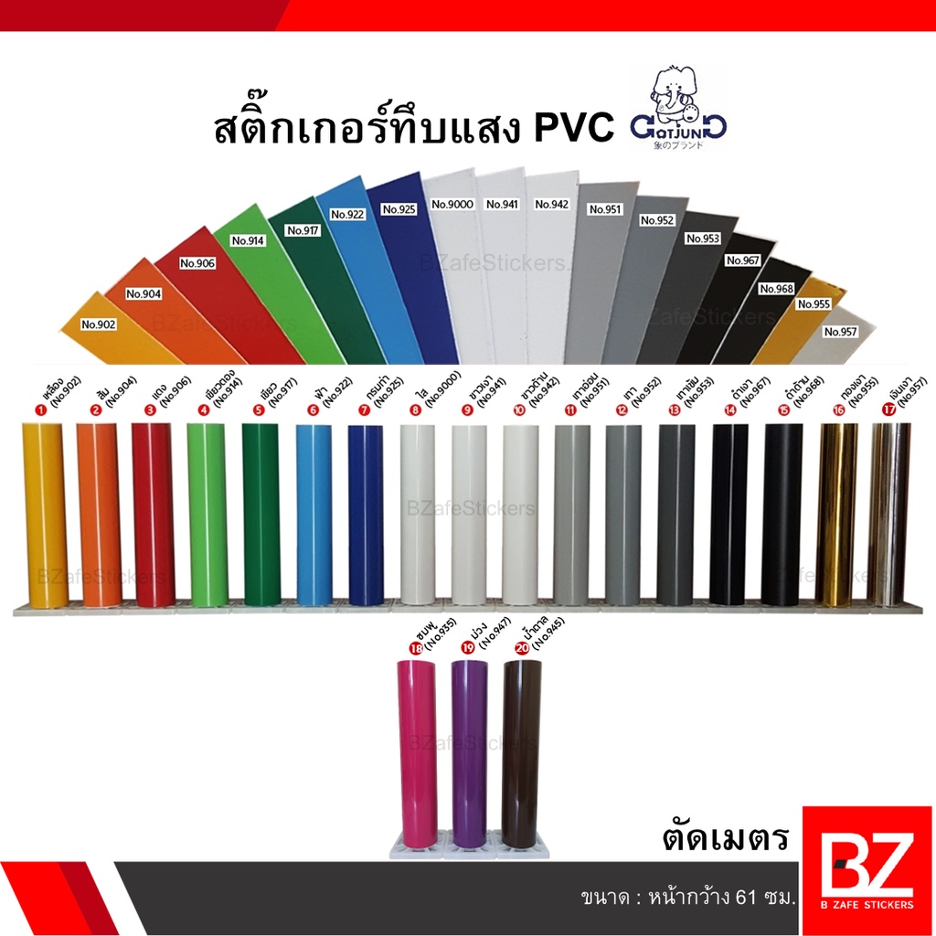 ภาพหน้าปกสินค้าสติ๊กเกอร์ทึบแสง PVC Gotjung (ตัดเมตร) กว้าง 61 ซม.