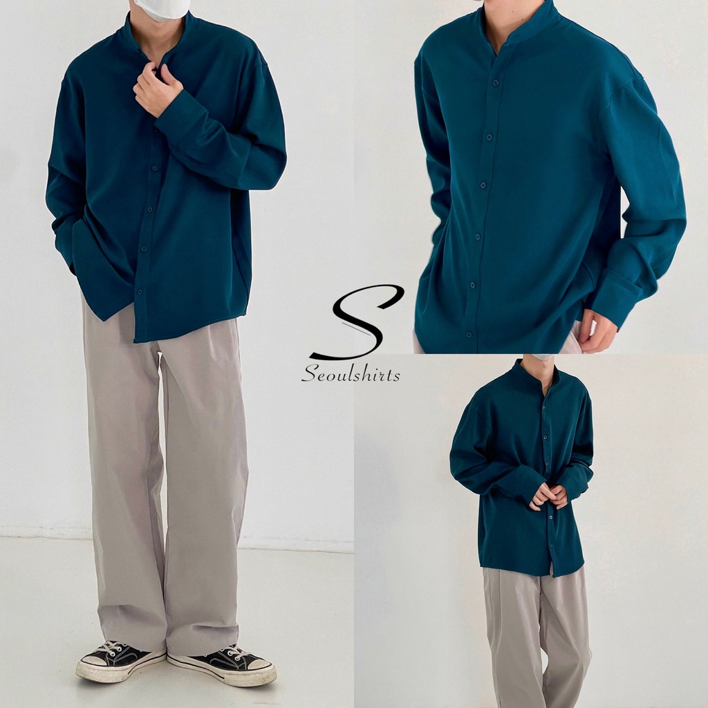 ภาพสินค้าS10: ราคาส่ง ใหม่  เสื้อเชิ้ตคอตั้ง แขนยาว สไตล์เกาหลี มีไซซ์ M L XL 2XL ผ้านิ่ม ใส่สบาย ยับยาก ไม จากร้าน seoulshirts_official บน Shopee ภาพที่ 3