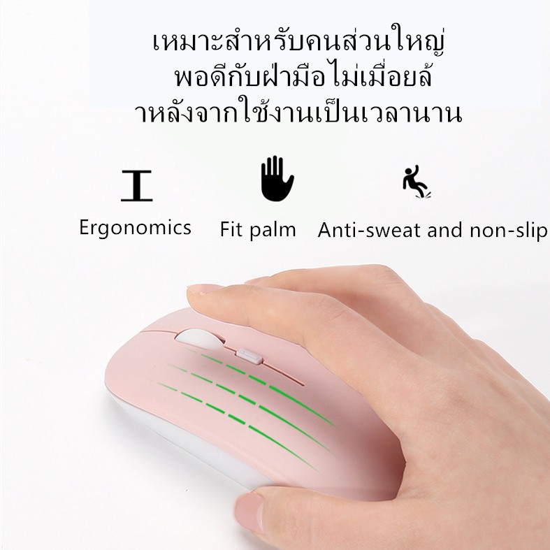 ภาพหน้าปกสินค้าเมาส์ไร้สายWireless Portable Mouseเมาส์ไร้สาย เงียบ ผิวสัมผัสดี มีความละเอียดสูง ดีไซน์สวยชาร์จใหม่ได้บลูทู ธ5.0 โหมดคู่ จากร้าน curiny66 บน Shopee