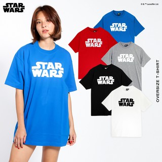 ผ้าฝ้าย 100%Star Wars Logo Oversize T-shirt เสื้อยืดโอเวอร์ไซส์ สตาร์วอร์ส FT0320-065-069 (Shopohlunla)S-3XL