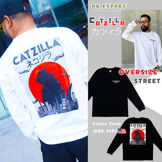 ภาพหน้าปกสินค้าOK⚡️พร้อมส่ง⚡️เสื้อยืดแขนยาว ลายCatzilla - Oversize ผ้านำเข้าUSA  ผ้านุ่มนิ่มใส่สบาย ที่เกี่ยวข้อง