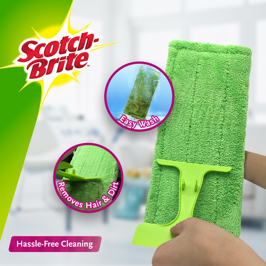 สก๊อตช์-ไบรต์-ม็อบดันฝุ่นไมโครไฟเบอร์-scotch-brite-flat-mop-microfiber