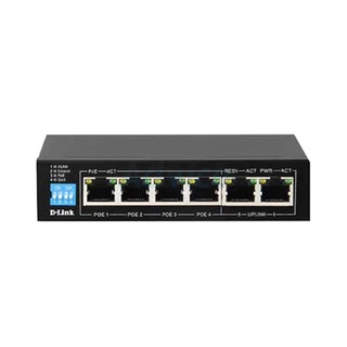 (สวิตซ์ POE) D-LINK DGS-F1006P-E 250M 6-Port 10/100/1000 Switch with 4 PoE Ports and 2 Uplink Ports