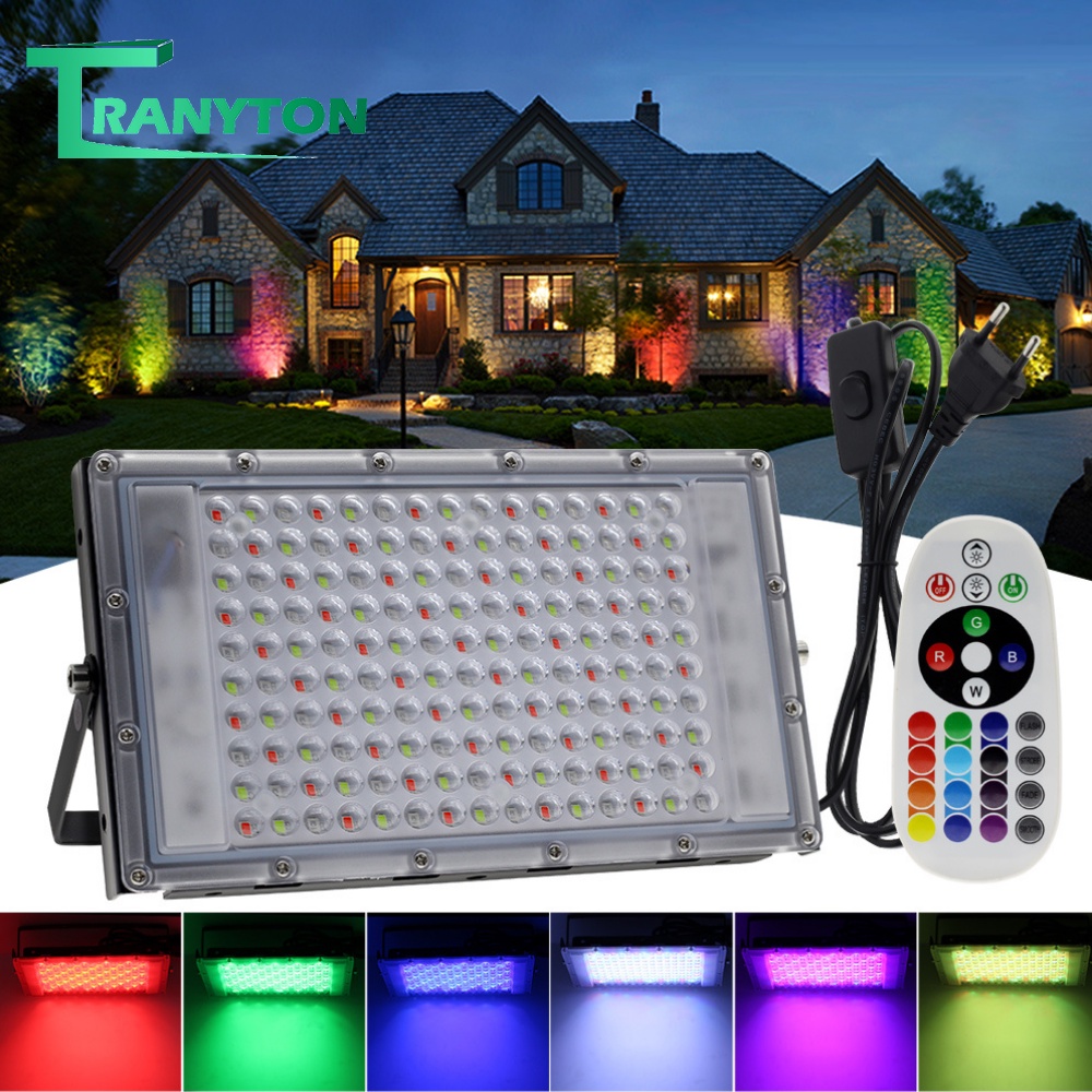 หลอดไฟ LED RGB หลอดไฟสี 220V 150W IP66 กันน้ำ สปอร์ตไลท์ พร้อม ...