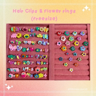 Hair Clip monster flower ring กิ้บติดผม และ แหวน ดินปั้น (ฟรีไซส์)