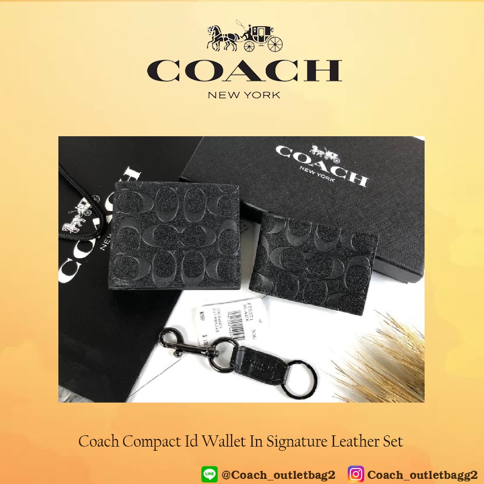 COACH Compact Id Wallet In Signature Leather Set Shopee Thailand