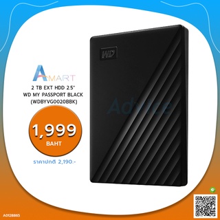 HARD DISK EXTERNAL 2 TB EXT HDD 2.5 WD MY PASSPORT BLACK (WDBYVG0020BBK)