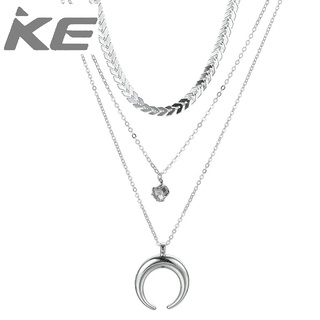 Accessories Horns Moon Fishbone Diamond Necklace MultiNecklace for girls for women low price