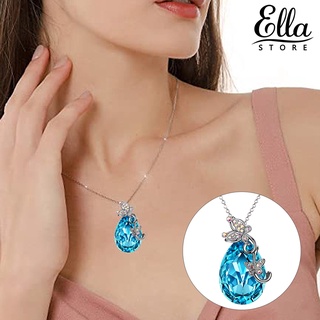 Ellastore123 สร้อยคอ จี้รูปหยดน้ํา ฝังฝังละเอียด สําหรับผู้หญิง ปาร์ตี้