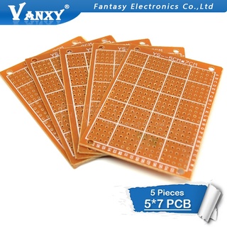 ใหม่ บอร์ดวงจรทดลอง PCB ทองแดง 5x7 ซม. 5x7 นิ้ว 5 ชิ้น