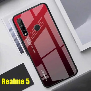 Case Realme 5i / Realme 5 / Realme 5s เคสกระจก เคสกันกระแทก เคสเรียวมี5/5เอส เคสกระจกไล่สี ขอบนิ่ม เคสกระจกสองสี