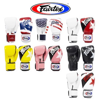 สินค้า นวมชกมวย Fairtex Muay Thai Boxing Gloves BGV1 Nation Print ลายธงชาติ Thai USA หนังแท้ Pls place 1 pair/order
