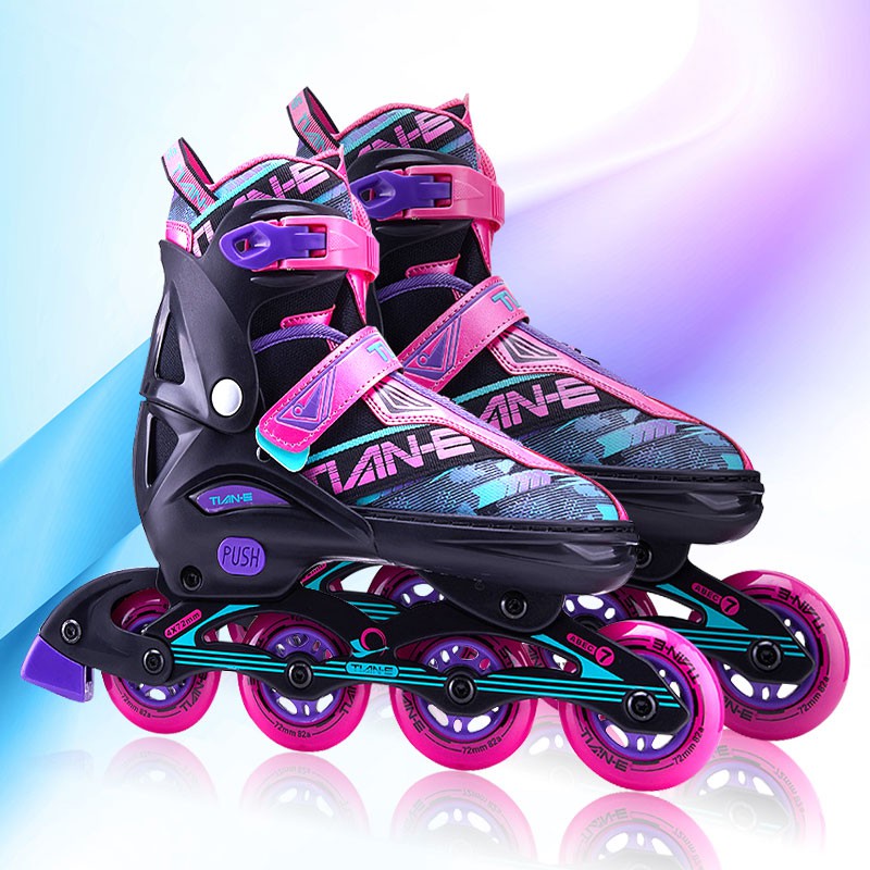 ภาพหน้าปกสินค้ารองเท้าสเก็ต Inline Skates โรลเลอร์เบลดผู้ใหญ่ โรลเลอร์เบลด M=33-37 L38-42 Pink/Black