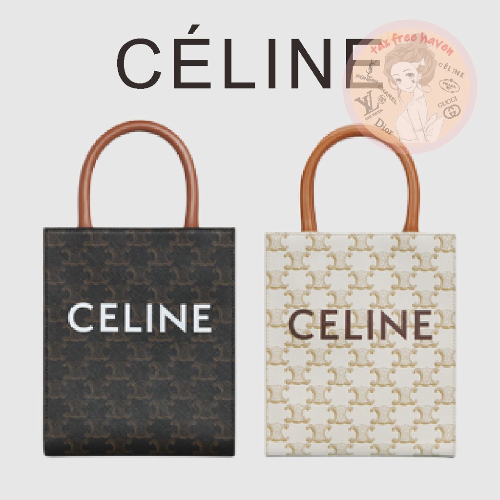 ราคาต่ำสุดของ-shopee-ของแท้-100-celine-แบรนด์ใหม่-cabas-กระเป๋าถือขนาดเล็กพิมพ์โลโก้แนวตั้ง