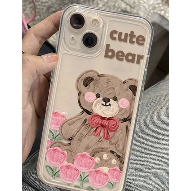 เคสไอโฟนแบบใสลายการ์ตูนหมี