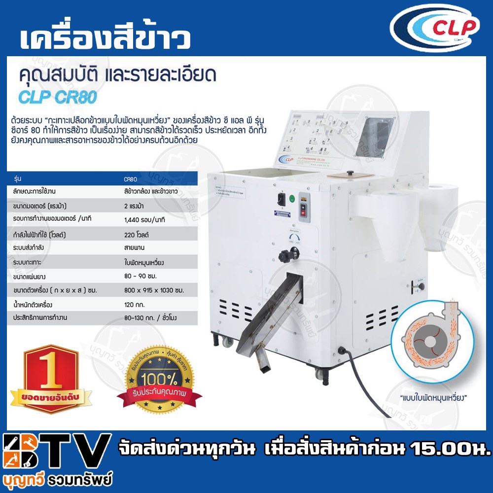 เครื่องสีข้าว-clp-รุ่น-cr-80-n1-สีได้ทั้งข้าวขาวและข้าวกล้อง-เทคโนโลยีระบบกะเทาะเปลือกข้าวแบบใบพัดหมุนเหวี่ยง-รับประกันค