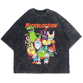 เสื้อยืดพิมพ์ลายแฟชั่นเสื้อยืด ลาย Nickelodeon WASHING VINTAGE สําหรับผู้หญิง