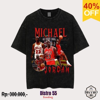 คอลูกเรือSPORTS STARเสื้อยืดแขนสั้น พิมพ์ลาย Michael JORDAN BLACK VINTAGE TEE 5 สําหรับผู้ชายall size