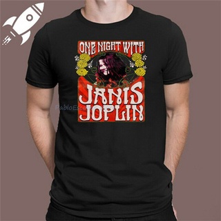 เสื้อยืดผู้ชาย90 - หนึ่งคืนกับโลโก้ Janis Joplin เสื้อยืดสีดําขนาด S M L Xl 2Xl 5XLจัดส่งฟรีท็อปส์ซ