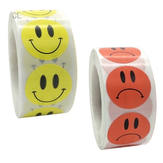 【BCF】สติกเกอร์ฉลาก Happy Face And Sad Face DIY สําหรับติดตกแต่ง 1 ม้วน