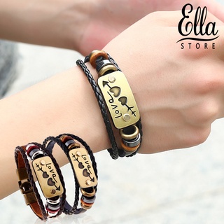 Ellastore123 สร้อยข้อมือเชือกถัก หนังเทียม ยืดหยุ่น ลายลูกศรหัวใจ สไตล์วินเทจ โรแมนติก เครื่องประดับ สําหรับวันวาเลนไทน์ ผู้หญิง ผู้ชาย