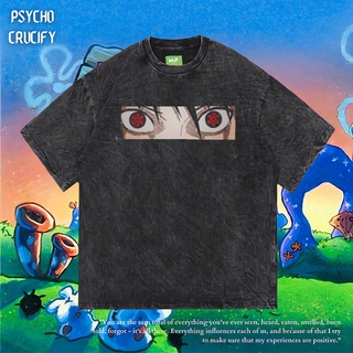เสื้อยืดโอเวอร์ไซส์เสื้อยืด ขนาดใหญ่ พิมพ์ลาย Psycho Crucify Uchiha Sasuke | หินล้างทําความสะอาด | เสื้อยืด ลายการ์ตูนนา
