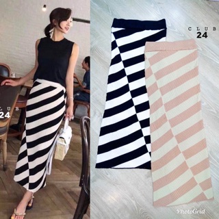 Korea Knit Stripe Skirt