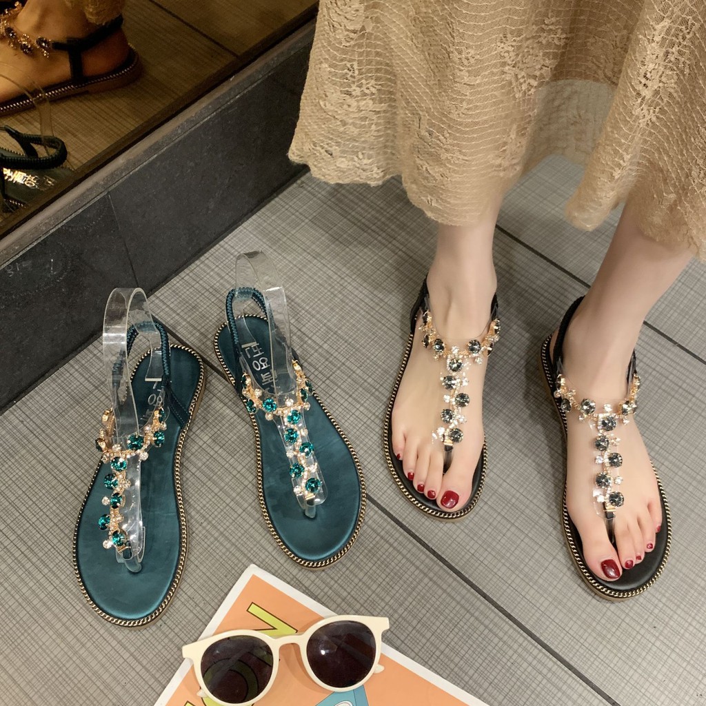 lt-promotion-gt-popular-women-transparent-sandals-with-rhinestone-lady-summer-beach-shoes-student-roman-shoes-travel-flat-sandals-with-crystal-large-size-40