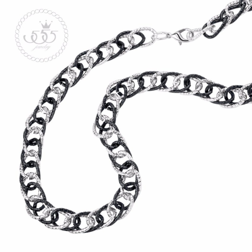 555jewelry-สร้อยคอแฟชั่น-double-chain-link-ขาวดำ-รุ่น-mnc-bc031-bcbox