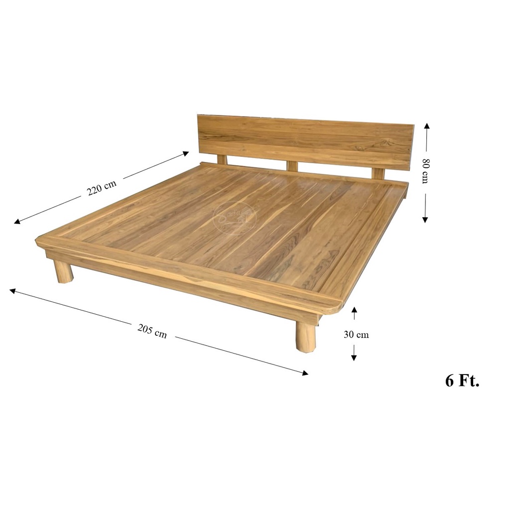 muji-bed-เตียงขากลึงสูง-ใต้เตียงโล่ง-มีพนักพิง-kr113-ขนาด6ฟุต