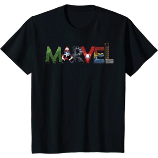 เสื้อยืดผ้าฝ้ายพรีเมี่ยม เสื้อยืด พิมพ์ลายตัวอักษร Marvel Avengers