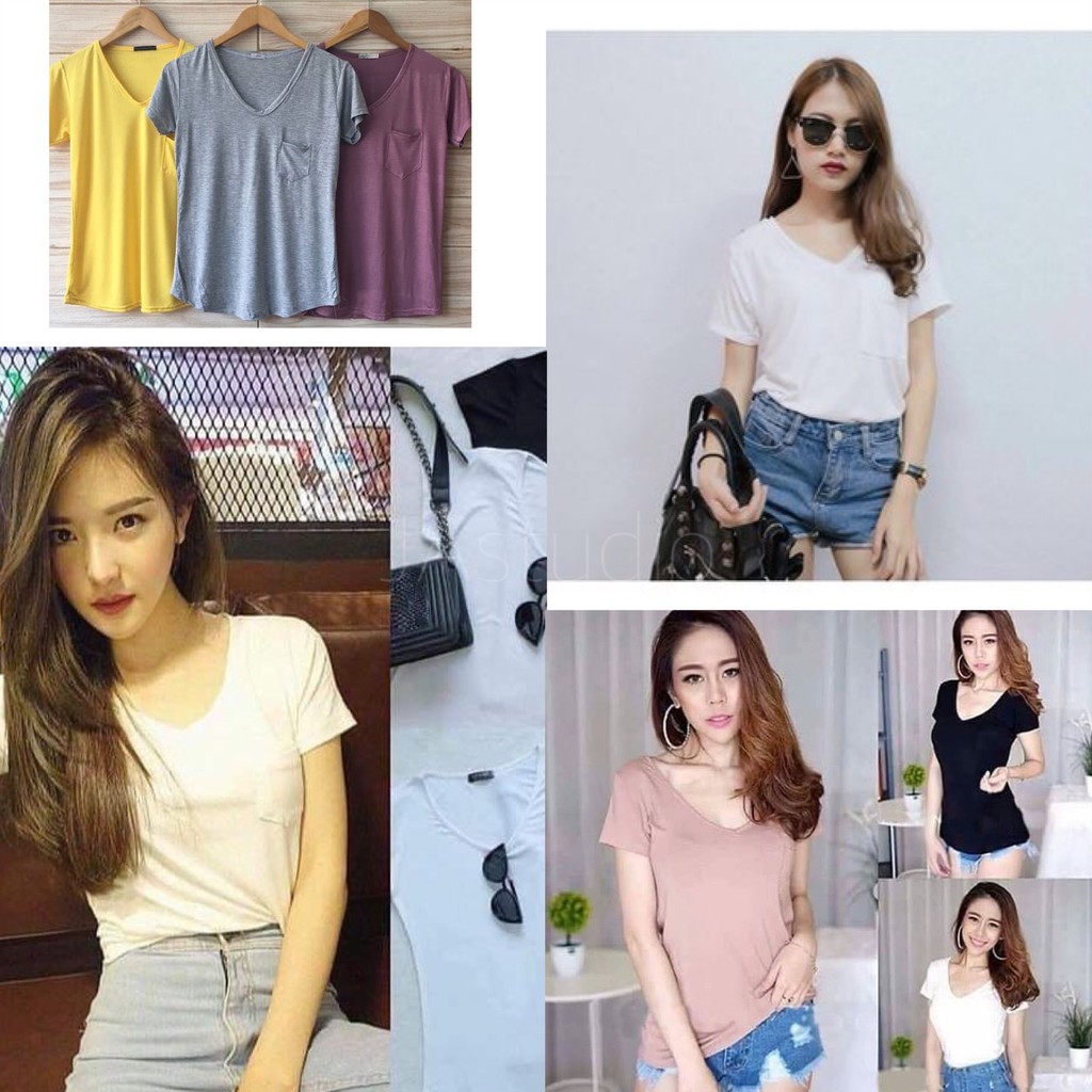 ภาพหน้าปกสินค้า️F54] ️เสื้อยืดคอวี ผ้าเรยอน มีไซส์M-L จากร้าน jacase บน Shopee