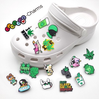 ตัวติดรองเท้า Pvc ตัวการ์ตูน สำหรับตกแต่ง รองเท้าหัวโต CROCS JIBBITZ ติดง่าย น่ารักๆ เท่คูลๆ ลายใบไม้สมุนไพร