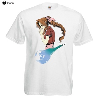 [S-5XL] เสื้อยืด พิมพ์ลายโลโก้ Final Fantasy Vii Ff7 Aerith Gainsborough สีขาว แฟชั่นฤดูร้อน สไตล์คลาสสิก สําหรับผู้ชาย