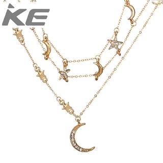 Jewelry Multi-star, moon, diamond, geometric collarbone chain, five-pointed star, multi-neckla