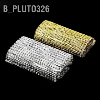 B_Pluto326 ริบบิ้นตาข่ายเพชร 24 แถว 2 สี สําหรับตกแต่งเค้ก งานแต่งงาน