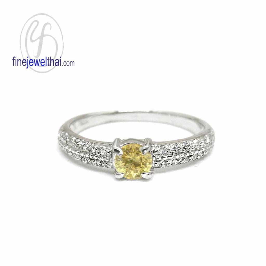 finejewelthai-แหวนบุษราคัม-บุษราคัม-แหวนเพชรcz-แหวนประจำเดือนเกิด-yellow-sapphire-silver-ring-birthstone-r1261yl