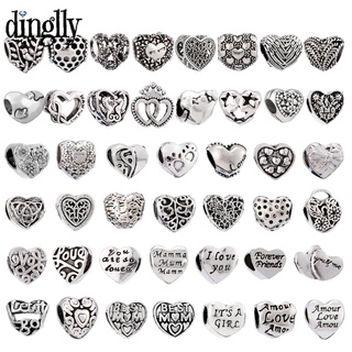 Dinglly ลูกปัดสีเงิน รูปหัวใจ ผึ้ง นก ต้นไม้ แห่งชีวิต สําหรับทําเครื่องประดับ Diy