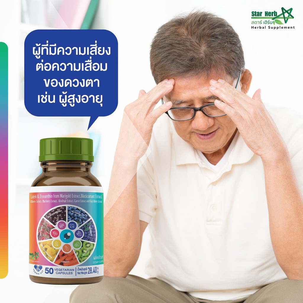 ภาพสินค้าStar Herb ผลิตภัณฑ์เสริมอาหาร สำหรับ บำรุงดวงตา ที่อัดแน่นด้วย Lutein & Zeaxanthin ปกป้อง ฟื้นฟู และดูแลระบบประสาทตา จากร้าน sasimaarj บน Shopee ภาพที่ 4