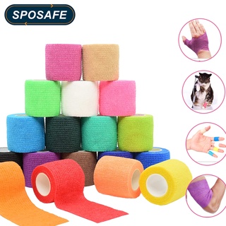 Sposafe ผ้าพันแผล แบบยืดหยุ่น มีกาวในตัว 450 ซม. สําหรับรัดข้อเท้า มือ เท้า ข้อมือ เข่า บรรเทาอาการปวดกล้ามเนื้อ และแผล