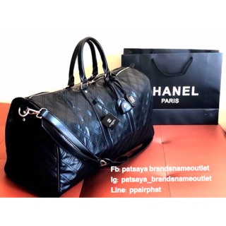 Chanel Travel Bag #พรีเมี่ยมกิ๊ฟ #ไม่ใช่ของก็อปปี้นะคะ กระเป๋าเดินทางขนาดใหญ่  วัสดุหนังแกะสัมผัสนิ่มมือ