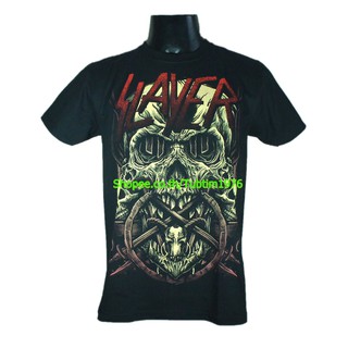 เสื้อยืดผ้าฝ้ายพรีเมี่ยมเสื้อวง Slayer เสื้อยืดวงดนตรีร็อค เสื้อวินเทจ สเลเยอร์ SLR1759